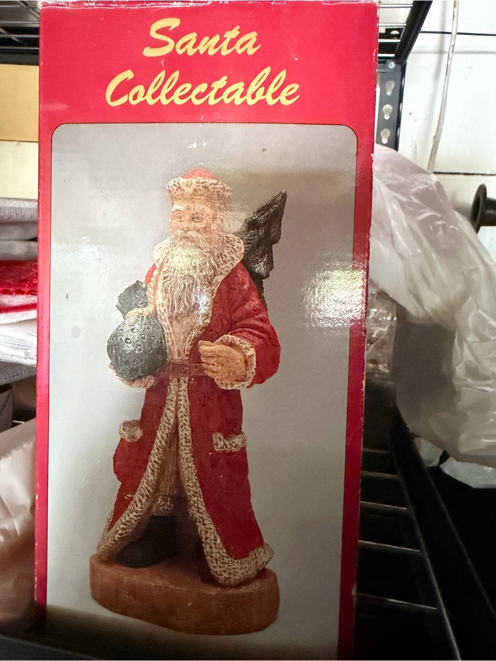 Windsor Red and Gold Santa Figurine with Black Sack